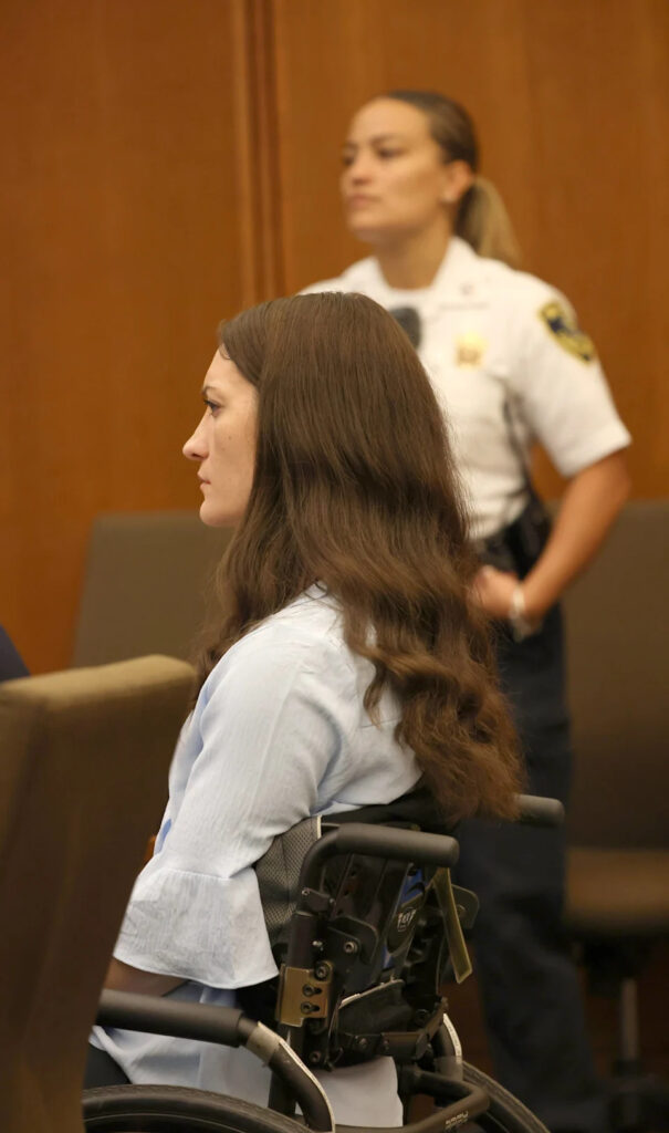 courtroom picture of Lindsay Clancy looking very stern