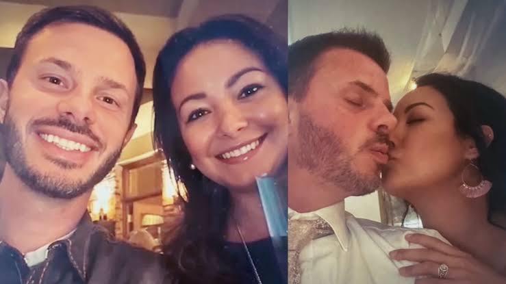 Close-up photograph of Mica Miller and her estranged husband John-Paul Miller sharing a kiss during a happy moment.